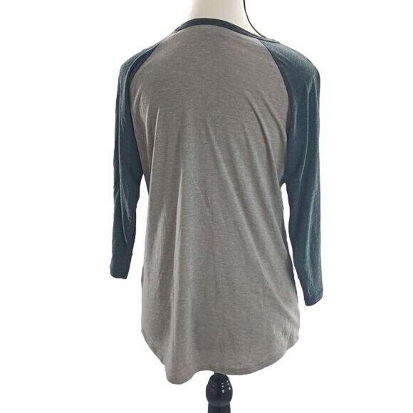 Lularoe Womens Shirt Size M Gray Punk Graphic Raglan 3/4 Sleeve Casual Tee Top - Picture 5 of 7